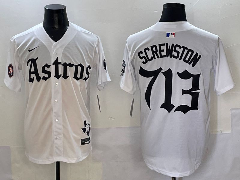Men 2025 Houston Astros 713 Screwston White Five generations Joint Name Nike MLB Jersey style 13